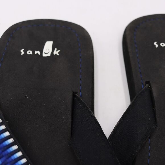 Sanuk Black and Blue Flip Flop Thong Slap Sandals 8 - Picture 7 of 9